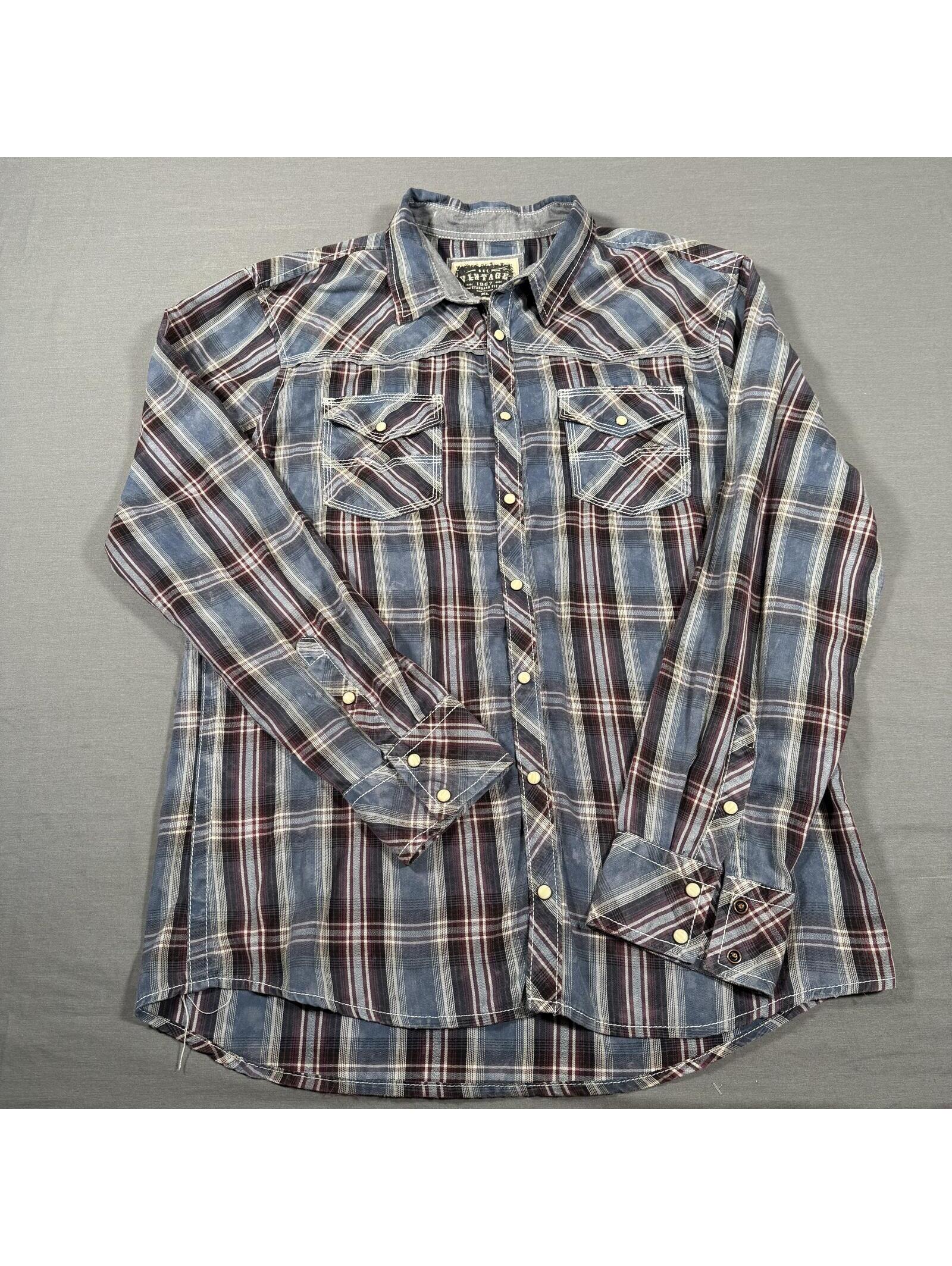 Bke Vintage 1967 Blue Plaid ButtonUp Shirt Xl
